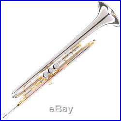 Mendini Bb Trumpet Silver & Rose Brass Monel Valves Piston +Tuner+Case MTT-30CN