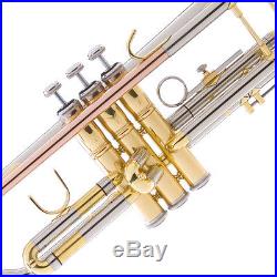 Mendini Bb Trumpet Silver & Rose Brass Monel Valves Piston +Tuner+Case MTT-30CN