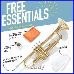 Mendini Bb Trumpet for Kids & Adults withCase, Cloth, Oil & Glove, B Flat Nickel