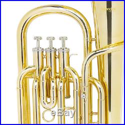 Mendini Brass Baritone Horn, B-flat, 3-Stainless Valve