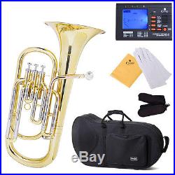 Mendini Brass Baritone Horn, Bb, 3-Monel Valve, 9 Bell