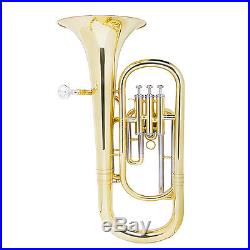 Mendini Brass Baritone Horn, Bb, 3-Monel Valve, 9 Bell