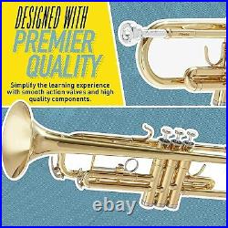 Mendini By Cecilio B Flat Bb Trumpets for Beginner or Advanced Student Gold