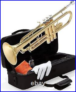 Mendini By Cecilio Bb Trumpet withCase, Cloth, Oil & Gloves Gold+Maintenance Kit