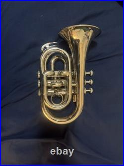 Mendini By Cecilio MPT-L Pocket Trumpet 5772 With Mouthpiece/Case NICE