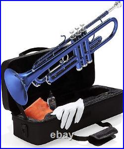 Mendini By Cecilio MTT-BK Bb Brass Material Trumpets for Beginner Blue