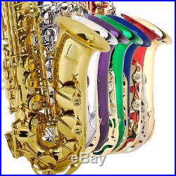 Mendini Eb Alto Saxophone Sax Gold Silver Blue Green Purple Red+Tuner+Case+Book