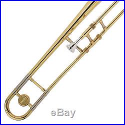Mendini Gold Lacquered Bb Slide Trombone for School Band +Tuner+Case+ Mouthpiece