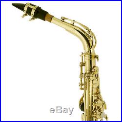 Mendini Gold Lacquered Eb Alto Saxophone Sax +Tuner+CareKit+Case+Book MAS-L