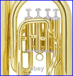 Mendini MEP-L Lacquer Brass B Flat Euphonium with Stainless Steel Pistons, Gold