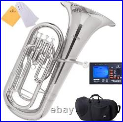 Mendini MEP-L Lacquer Brass B Flat Euphonium with Stainless Steel Pistons, Gold