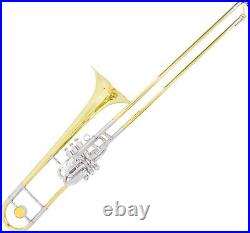 Mendini MTB-43 B Flat Tenor Valve/Slide Combo Trombone Yellow, Nickel, Silver