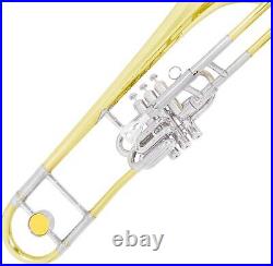 Mendini MTB-43 B Flat Tenor Valve/Slide Combo Trombone Yellow, Nickel, Silver