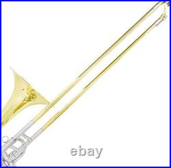 Mendini MTB-43 B Flat Tenor Valve/Slide Combo Trombone Yellow, Nickel, Silver