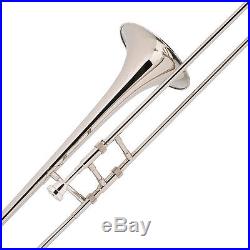 Mendini Nickel Plated Bb Slide Trombone +Tuner+Case MTB-N