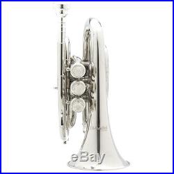 Mendini Nickel Plated Mini / Pocket Trumpet +Tuner+Stand+Case