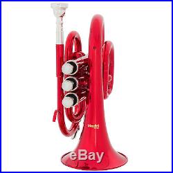 Mendini Red Lacquer Mini / Pocket Trumpet +Tuner+Stand+Case