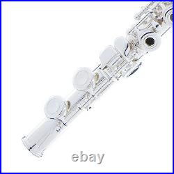 Mendini Silver Plated 16 Key C Flute Open/close Hole +tuner, Stand Mfe-22s
