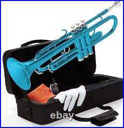 Mendini by Cecilio MTT-SB B Flat Trumpets withCase, Cloth, Oil & Gloves Sky Blue