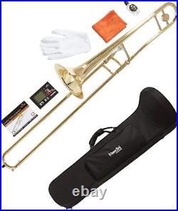 Mendini by Cecilio Trombone Kit, Bb Tenor Brass Instruments withCase & Gloves