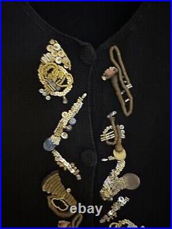 Michael Simon cardi wmn's M sweater Y2k Brass Musical instruments Rare hat incl