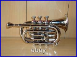 Mini Pocket TRUMPET POCKET MADE OF PURE BRASS NICKEL+ FREE HARD CASE