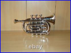 Mini Pocket TRUMPET POCKET MADE OF PURE BRASS NICKEL+ FREE HARD CASE
