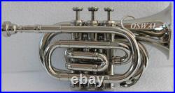 Mini Pocket TRUMPET POCKET MADE OF PURE BRASS NICKEL+ FREE HARD CASE