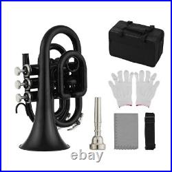 Mini Pocket Trumpet Bb Flat Brass Material Wind Instrument With Mouthpiece IR