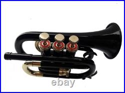 Mini Pocket Trumpet Pocket Made Of Pure Brass Nickel Plated Free Case