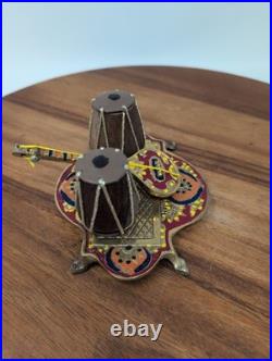 Miniature Brass Sitar & Tabla Set Vintage Indian Musical Instrument Home Decor