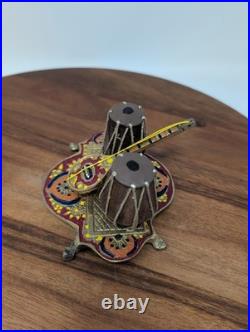 Miniature Brass Sitar & Tabla Set Vintage Indian Musical Instrument Home Decor
