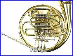 Monel Rotors Bb/F 4 Keys Double French Horn with Case Gold Lacquer Finish