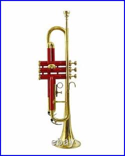 Musical Bb Pitch= Trumpet =red Lacquered + Nickel Silver with Case