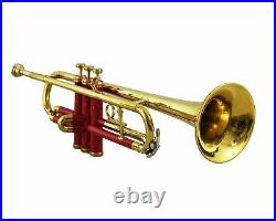 Musical Bb Pitch= Trumpet =red Lacquered + Nickel Silver with Case