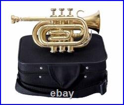 Musical Bb Pocket Trumpet Golden Brass Musical Instruments Best For Begine V Day