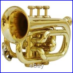 Musical Bb Pocket Trumpet Golden Brass Musical Instruments Best For Begine V Day