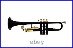NEW ELEGANT DELUXE BLACK BRASS COLOUR STUDENT Bb PITCH TRUMPET+CASE+MOUTHPIECE