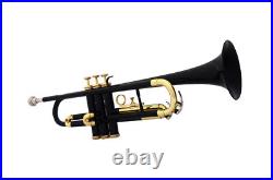 NEW ELEGANT DELUXE BLACK BRASS COLOUR STUDENT Bb PITCH TRUMPET+CASE+MOUTHPIECE