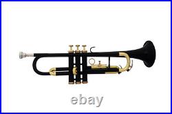 NEW ELEGANT DELUXE BLACK BRASS COLOUR STUDENT Bb PITCH TRUMPET+CASE+MOUTHPIECE