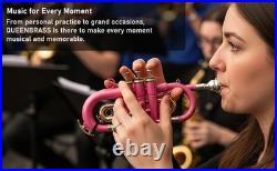 NEW Pocket Trumpet, Bb, Pink WITH CASE AND MOUTHPIECE BRS BRASS MADE