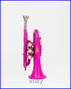 NEW Pocket Trumpet, Bb, Pink WITH CASE AND MOUTHPIECE BRS BRASS MADE