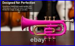 NEW Pocket Trumpet, Bb, Pink WITH CASE AND MOUTHPIECE BRS BRASS MADE