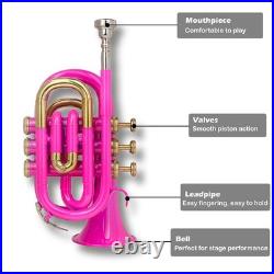 NEW Pocket Trumpet, Bb, Pink WITH CASE AND MOUTHPIECE BRS BRASS MADE