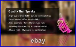 NEW Pocket Trumpet, Bb, Pink WITH CASE AND MOUTHPIECE BRS BRASS MADE