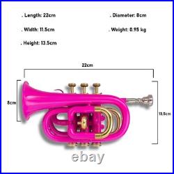 NEW Pocket Trumpet, Bb, Pink WITH CASE AND MOUTHPIECE BRS BRASS MADE