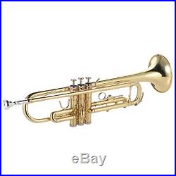 NEW Trumpet Bb B Flat Brass Gold with Mouthpiece Strap Gloves Case for Beginner