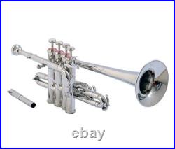 NICKEL Bb/A PICCOLO TRUMPET+FREE CASE+Mouthpiece BRS PICCOLO