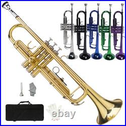 New 6 Colors School Student Band Brass B Flat Bb Trumpet with Case for Beginner