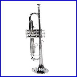 New B Flat Silver Bb Trumpet for Concert Band with Case